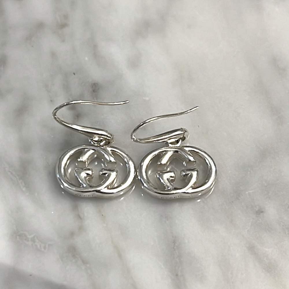 Statement Logo Gucci Luxury 925 Sterling Silver Earrings